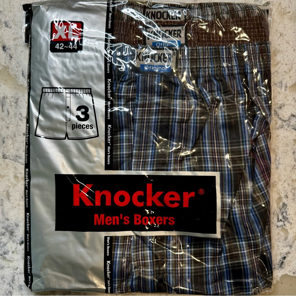 Knocker Men's 3-PACK Plaid Boxers XL